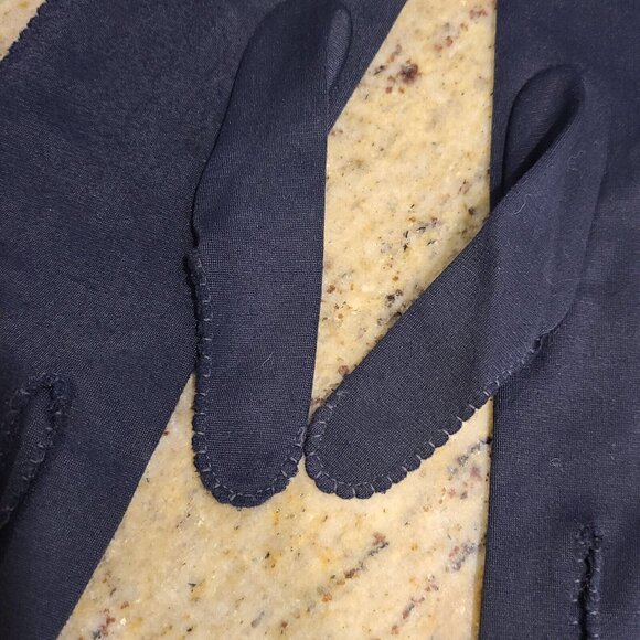 Vintage Size M Blue Nylon Stretch Formal 10.5" Long Gloves Stitching Detail - Picture 8 of 16